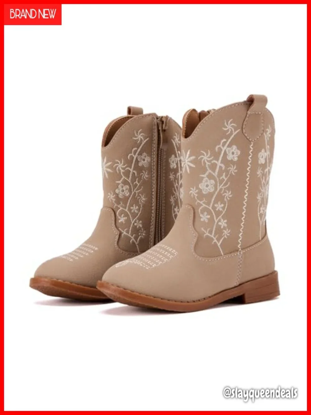 Toddler Girls Cowboy Boots Faux Leather Mid-Calf Western Boots